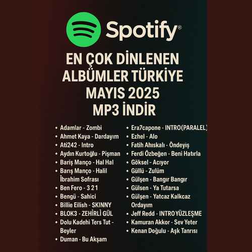 Türkiye’nin Spotify’da En Popüler Albümleri – 2025 Mayıs MP3 İndir