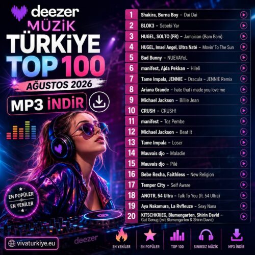 Deezer Müzik Türkiye Top 100 (Ağustos 2026) MP3 İNDİR Çeşitli Sanatçılar - Deezer Müzik Türkiye Top 100 (Ağustos 2026) (2026) Full Albüm İndir