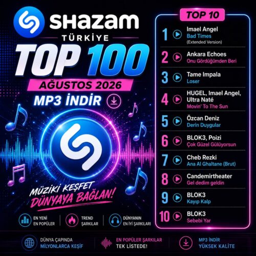 Shazam Türkiye Top 100 (Ağustos 2026) MP3 İNDİR Çeşitli Sanatçılar - Shazam Türkiye Top 100 (Ağustos 2026) (2026) Full Albüm İndir